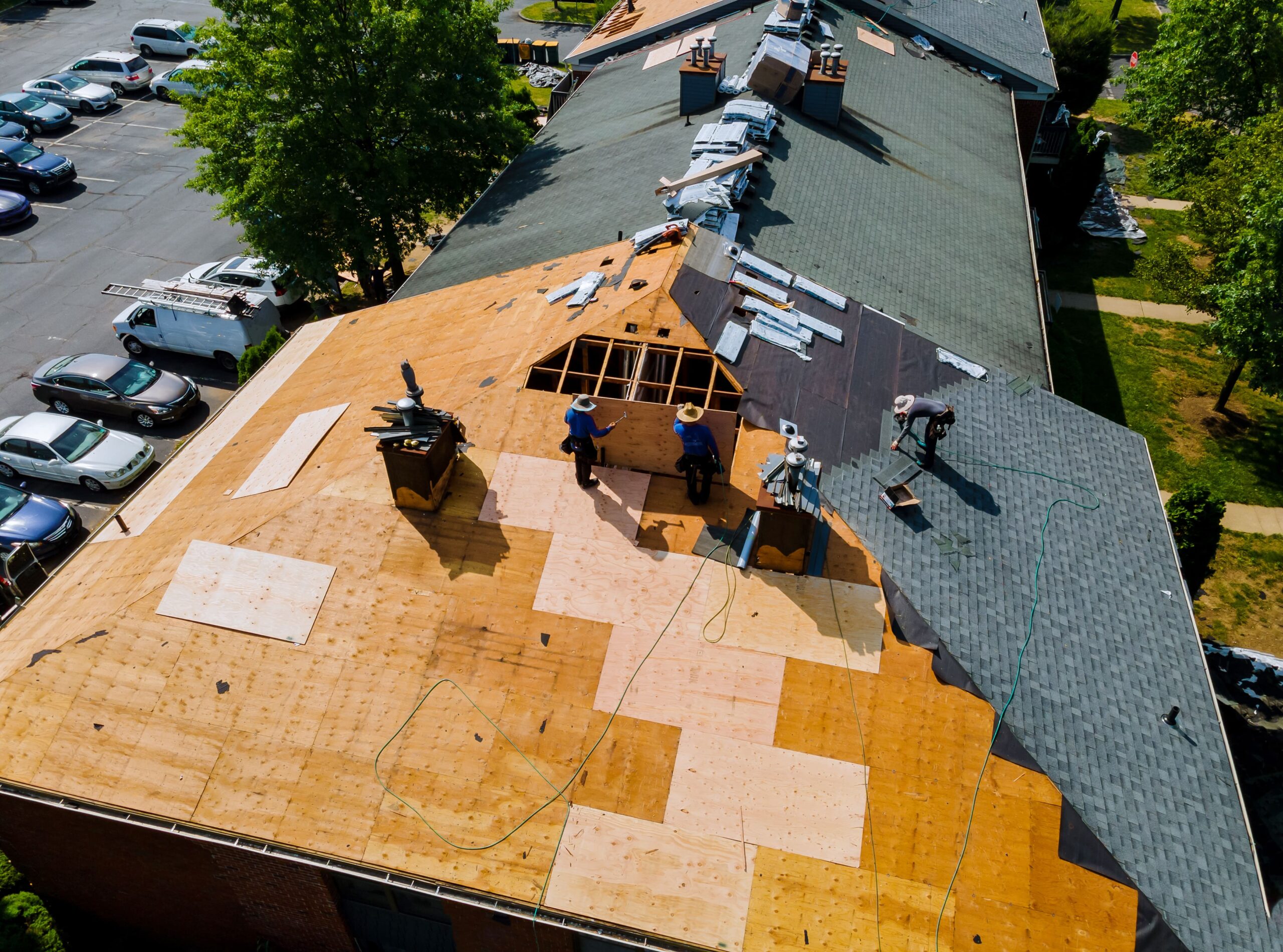 roofers removing residential roof 